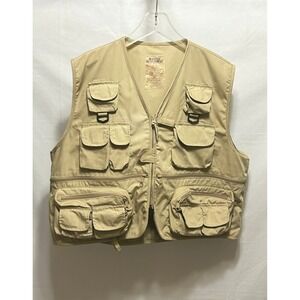 Master Sportsman XL Khaki Outdoor Fishing Hunting‎ Vest Zipper Pocket